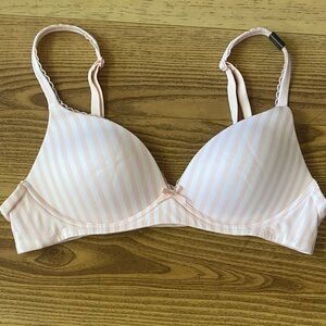 NWT Victoria's Secret Pink and white striped bra 34A wireless body by Victoria
